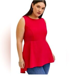 TORRID Sleeveless Top Pink Textured Hi Low Peplum Top Size 2 Womens